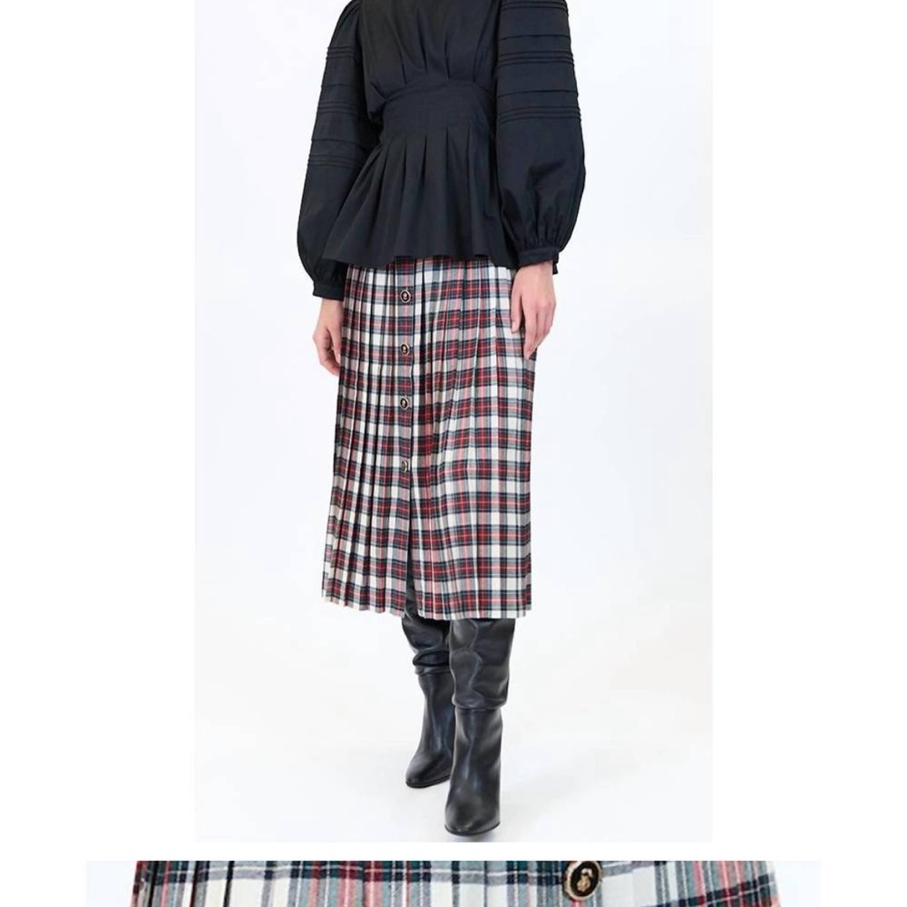 Hunter Bell Checkered Midi Skirt in Red and Blue